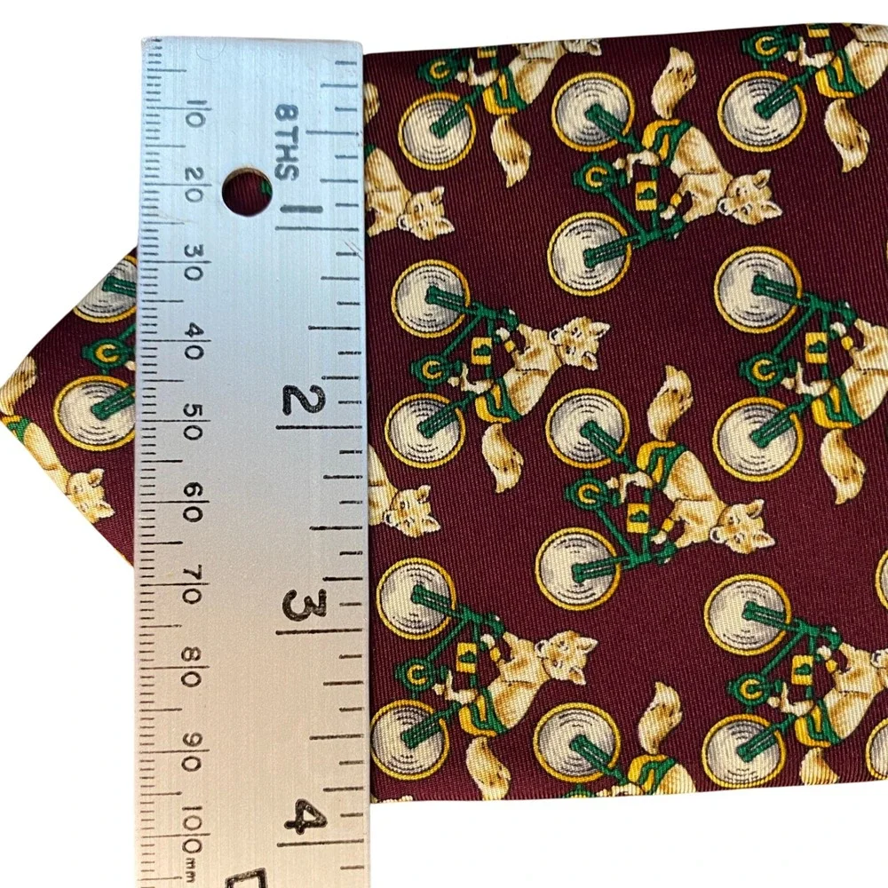 Brooks Brothers All Silk Burgundy‎ Fox Bicycle Print Men's Tie